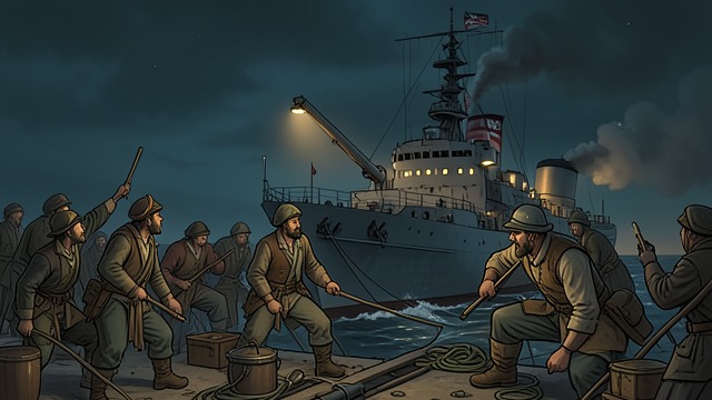 Turning Back to Fight from "The Tigers of Mompracem". Turning Back to Fight An Enemy Alerted The cruiser’s lights and sounds reveal that its crew has noticed the escaping pirates.