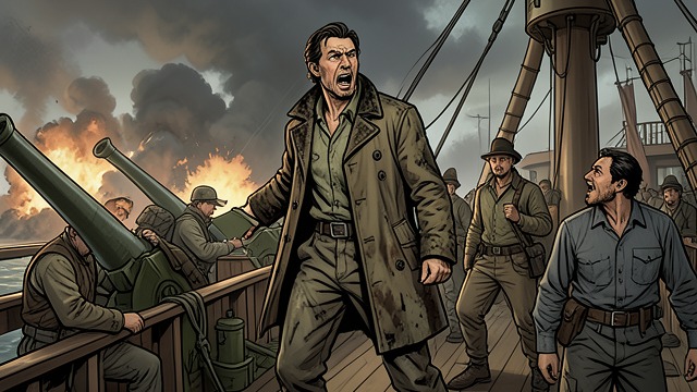 Courage Under the Guns from "The Tigers of Mompracem". Courage Under the Guns Command in Combat Sandokan stands amid cannon fire, directing his men as their ships are battered.