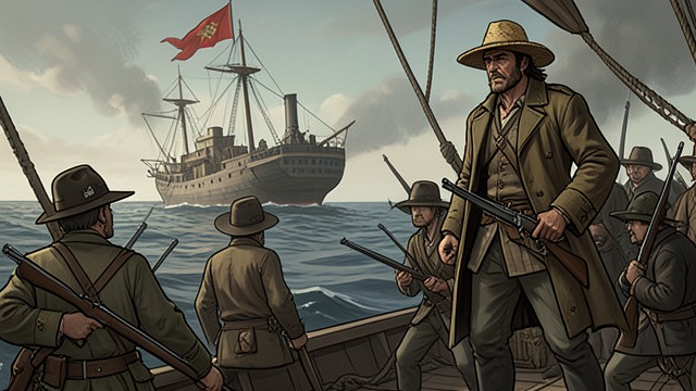 A Target at Sea from "The Tigers of Mompracem". A Target at Sea The Sighted Vessel A lookout identifies a junk near the Romades, and Sandokan welcomes the prospect of a prize.