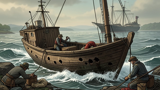 Water in the Hold from "The Tigers of Mompracem". Water in the Hold A Ship Giving Way The prahu is riddled with holes and takes on water after the first battle.
