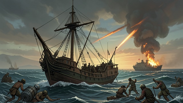 The Abandoned Prahu from "The Tigers of Mompracem". The Abandoned Prahu Fighting Beside Sandokan Giro-Batol’s ship joins the battle with the cruiser and suffers severe damage.