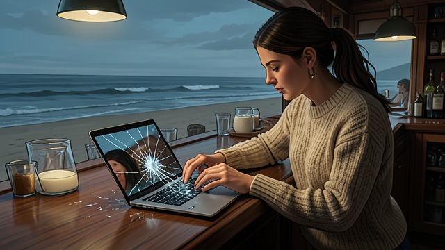 Shattered Screen from "Hot Milk". A Broken Cosmos The fracture Sofia drops her laptop at Almería’s beach bar, cracking the screen that holds her unfinished doctorate and personal history.