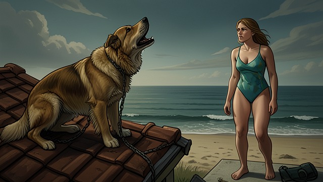 The Chained Animal from "Hot Milk". Freedom as an Urgent Demand A visible wrong Pablo’s dog howls on the roof, tethered in the heat while Sofia watches from the beach.