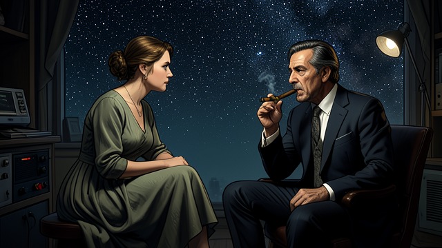 The Cigar at Midnight from "Hot Milk". Intimacy Observed A private ritual Sofia watches Alexandra light a cigar for Christos as they sit together beneath the night sky.