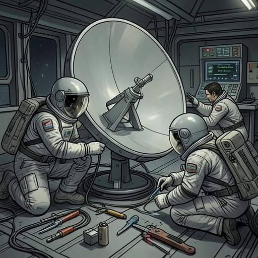 The Crew’s Repair Mission from "Good Morning, Midnight". This flow follows the practical mission to restore Aether’s communications and the human cost of completing it.