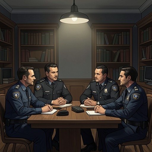 The Police Team’s Quiet Solidarity from "Good Morning, Midnight". Wield, Novello, Bowler, and Pascoe each contribute distinct insight, forming a working alliance under Dalziel’s volatile command.