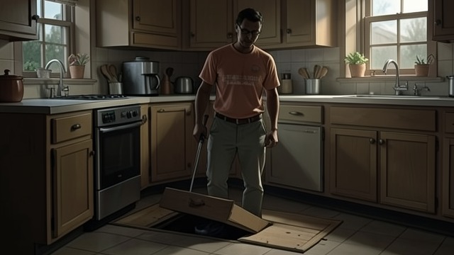 A Permanent Coffin from "Rear Window". A Permanent Coffin Architecture as Burial Hal imagines Anna sealed beneath a newly raised kitchen floor.
