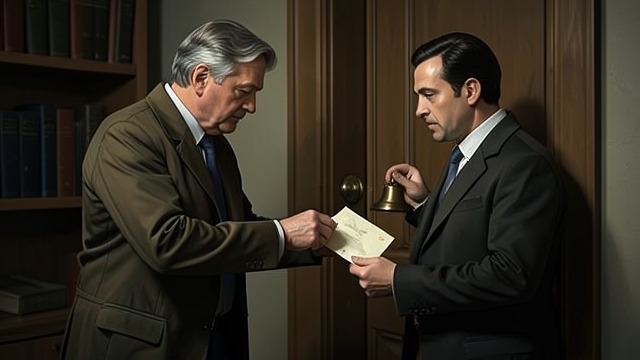The Note Delivered from "Rear Window". The Note Delivered A Quiet Assignment Hal gives Sam the sealed note and asks him to leave it at Lars's door, then attract attention with the bell.