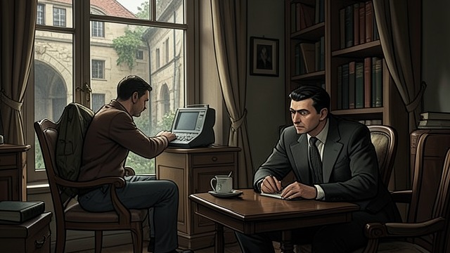Lars Searches for Witnesses from "Rear Window". Lars Searches for Witnesses A Sweep of Windows Lars repeatedly looks across the rear courtyard in a deliberate arc.