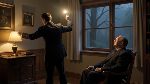 A Familiar Ritual from "Rear Window". A Familiar Ritual Forgetting and Returning The couple repeatedly leave their lights on, then one spouse returns to switch them off.