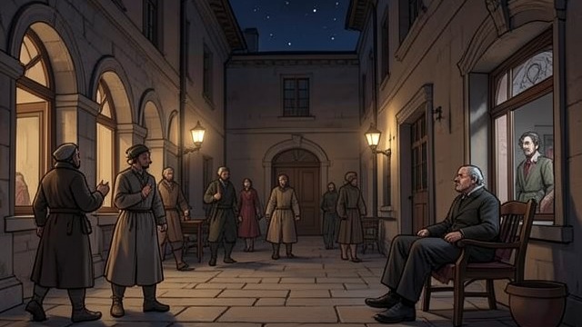 Households on Schedule from "Rear Window". Households on Schedule Repetition Across Windows Lights, meals, radios, departures, and returns mark the evening lives of the courtyard.