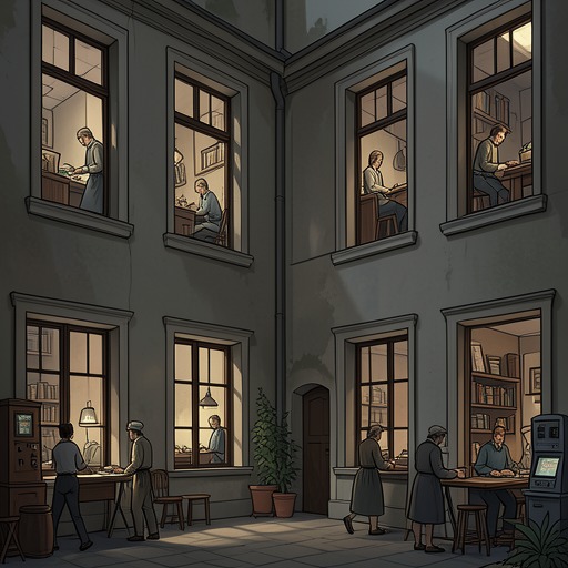 The Quiet Lives Across the Courtyard from "Rear Window". This subplot explores the neighboring residents whose ordinary routines make the rear windows feel like a miniature social world.