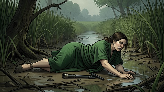 The Green Blanket from "Blood Shot". Left for Dead The staged disposal Her attackers bind V. I. Warshawski, wrap her in a green blanket, and carry her into the marsh.