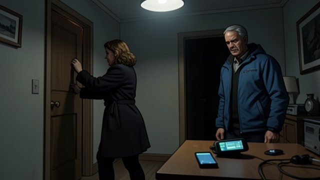 Help in the Locked Office from "Blood Shot". Waiting for the Police A fragile refuge V. I. Warshawski barricades Curtis Chigwell’s office and calls Bobby Mallory for urgent assistance.
