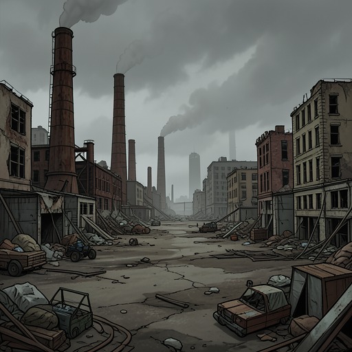 Pollution and Community Decline from "Blood Shot". The ruined landscapes of South Chicago connect industrial pollution to unemployment, political neglect, and the daily choices forced upon residents.