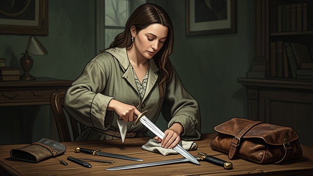 The Sword Passed On from "Nevertheless". A Material Inheritance Care for the Weapon Mabel keeps Amyntas’s sword and polishes it with the care he once gave his equipment.