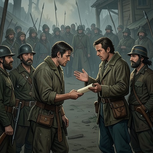 Shai’s Role in the War from "Nevertheless". Shai moves from a guarded outsider offering help for pay to an organizer of a coalition, while the truth about his identity remains unresolved.