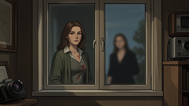 An Image of the Apparent Murder from "The Woman in the Window". The Camera and the Crime A View Through Glass Anna uses the camera to inspect the woman she believes is Jane as she appears wounded.