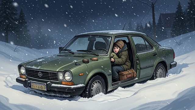 Thirty-Three Hours in Snow from "The Woman in the Window". Waiting for Rescue A Makeshift Shelter Trapped below the road in winter, Anna tries to keep Olivia and Ed alive with the supplies in the car.