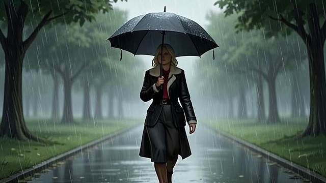 A Return to Ordinary Space from "The Woman in the Window". Seeing Through the Canopy Moving With Eyes Partly Closed Anna uses the umbrella again as she walks toward the coffee shop.