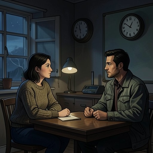 Anna and Ed After the Break from "The Woman in the Window". Anna’s daily conversations with Ed preserve intimacy after separation, while the truth of his death gradually makes those conversations harder to sustain.