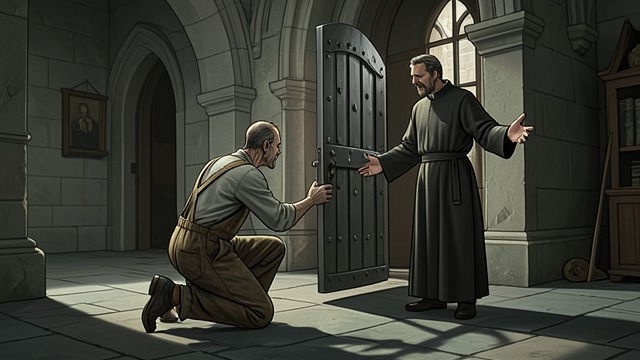 The Father at the Funeral from "Pedro Páramo". Grief Beside Judgment A Public Plea Pedro asks Padre Rentería to consider forgiving Miguel despite the young man’s crimes.