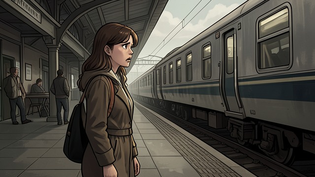 The First Train Ride from "Mothering Sunday". The First Train Ride Fear gives way to wonder At Trent Valley railway station, Sunday is intimidated by the size and noise of the train.