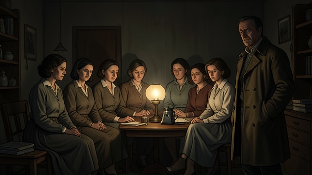 代价沉重的共识,《女人们在说话》中的场景。无法带来宽慰的共识 留下的家人 妇女们接受丈夫、兄弟和年长的儿子可能会留下。她们的计划无法保全每一段关系。 时间紧迫下的决定 男人们步步逼近,暴露计划的可能性也在缩短讨论时间。共识之所以形成,并非因为悲伤消失了,而是因为拖延会变得危险。