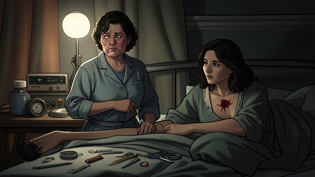 A Bruised Return from "Women Talking". The Cost of Staying Injuries Made Visible Mariche returns with a bruised face and injured arm, and Autje bears a hand-shaped bruise.