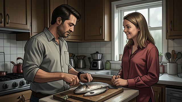 Fish and Conversation from "The Lost Daughter". Fish and Conversation A domestic visit Giovanni brings freshly caught fish and prepares it in Leda’s kitchen.