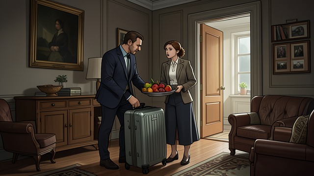 A Welcome at the Apartment from "The Lost Daughter". A Welcome at the Apartment A formal kindness Giovanni helps carry Leda’s luggage upstairs and leaves a tray of fruit.