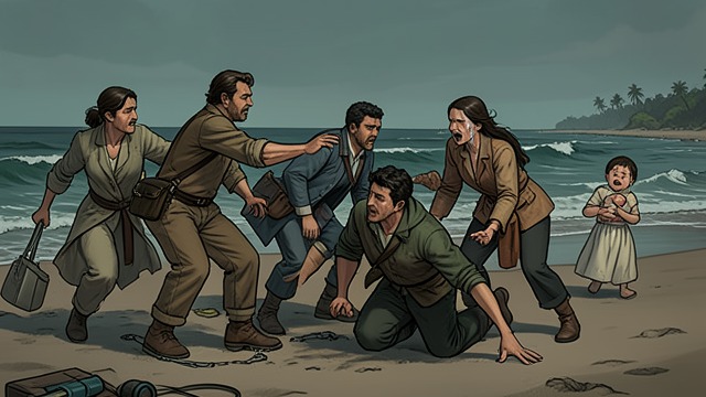 The Lost Child Search from "The Lost Daughter". The Lost Child Search Collective panic The family members search for Elena across the beach, their earlier confidence giving way to fear.