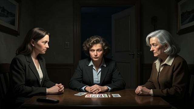 The Friends Who Read Her Future from "Blonde". Cards Against Uncertainty A nighttime reading Fleece and Debra Mae read Norma Jeane’s fortune with a forbidden deck after the dormitory lights go out.