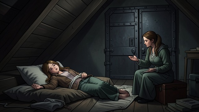 Waking Beside Jill from "The Cage". The Loft Revealed A Captive’s Explanation Zoe wakes disoriented, with a painful head and her wrists tied near the cage.