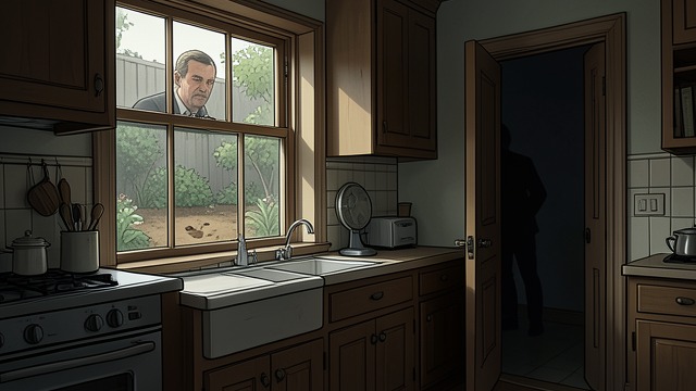A Stranger in Zoe's Garden from "The Cage". The Window Becomes a Boundary An Intrusion From Outside Zoe sees a man watching her through the kitchen window and shouts that she will call the police.