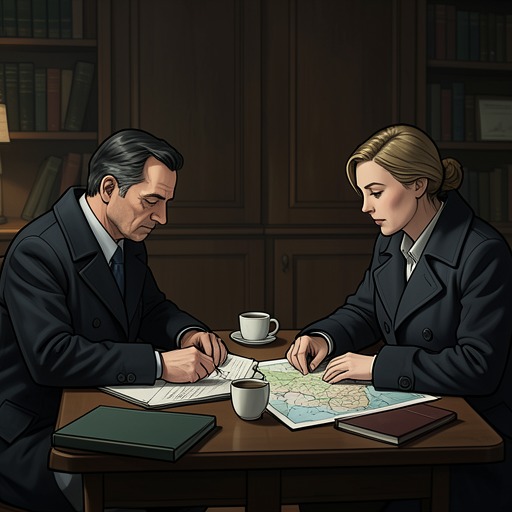 Eve and Bill's Investigative Partnership from "The Cage". Bill’s steady collaboration with Eve helps sustain the murder inquiry through uncertainty, personal strain, and the final confrontation.