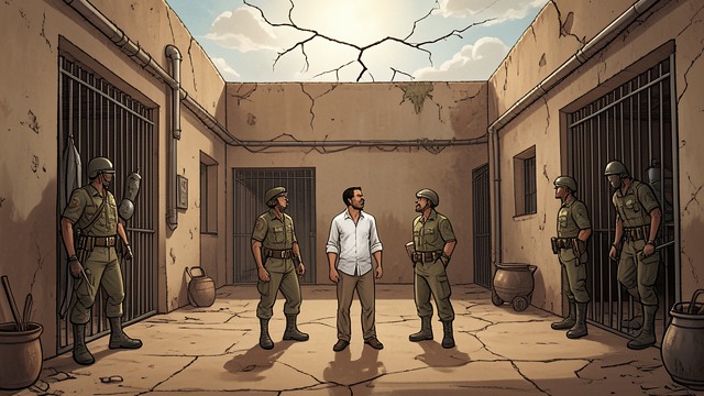 The Yard and the Guards from "The Reincarnationist Papers". The Yard and the Guards A brief opening to the sky Reginald explains that prisoners are taken outside for a short time during the hottest part of the day.