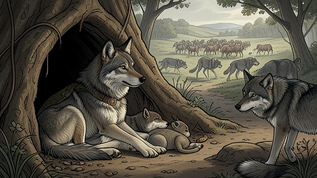 Back to the Hunt from "Never Cry Wolf". Back to the Hunt Renewed Movement Once the pups can remain safely at the summer den, Angeline increasingly joins the adult wolves on hunts.