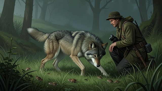 A Mouse Hunt Observed from "Never Cry Wolf". A Mouse Hunt Observed Angeline’s Performance Mowat watches Angeline stalk through grass and pounce repeatedly.
