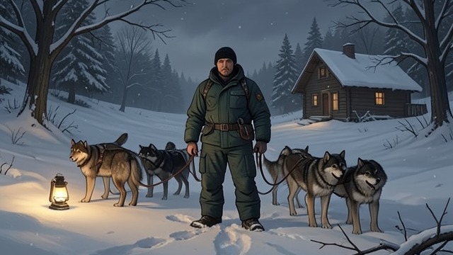 The Cabin Becomes Home from "Never Cry Wolf". The Cabin Becomes Home Securing the Equipment Mike’s dog team carries Mowat’s stores from the lake to the cabin before the ice breaks.