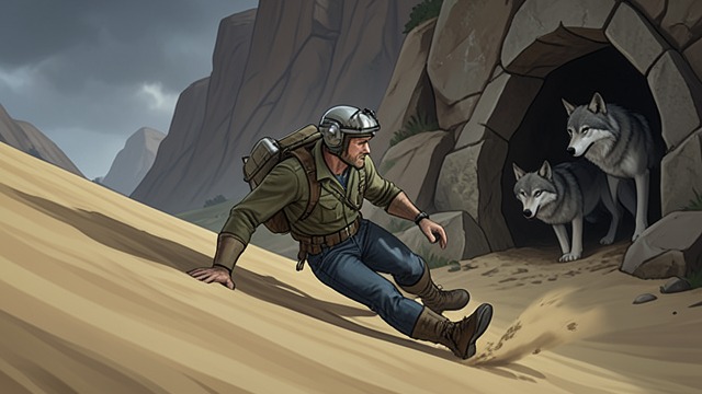 The Human Intruder from "Never Cry Wolf". The Human Intruder Too Close to the Pups Mowat approaches the den and startles the pups.
