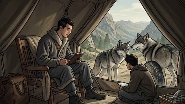 The Self-Appointed Companion from "Never Cry Wolf". The Self-Appointed Companion Joining the Camp Ootek arrives at the observation tent with his sleeping robe and settles in for an extended visit.