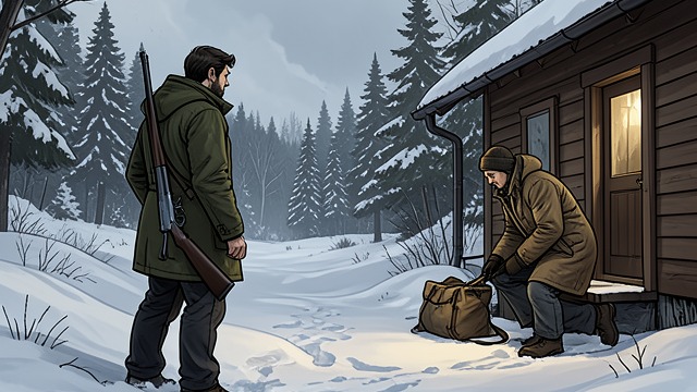 The Cautious Host from "Never Cry Wolf". The Cautious Host An Unfamiliar Visitor Mike encounters an unexplained aircraft arrival and a stranger carrying an immense collection of gear.