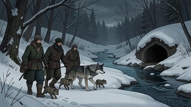 A Safe Summer Den from "Never Cry Wolf". A Safe Summer Den A Family Relocation Angeline carries each pup from the original den to a ravine with water, shelter, and plentiful Mice.