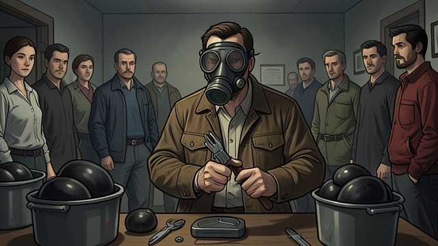 The Scat Dissection from "Never Cry Wolf". The Scat Dissection A Scientific Sideshow Mowat analyzes collected wolf droppings while wearing a gas mask to guard against parasites.