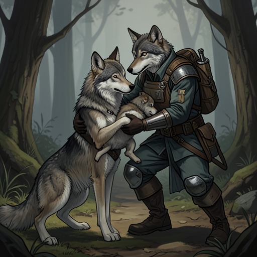 Angeline and Albert’s Caregiving Bond from "Never Cry Wolf". This thread follows the practical affection between Angeline and Uncle Albert as he repeatedly helps her manage and protect the pups.