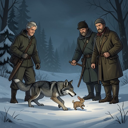 The Wolves’ Social World from "Never Cry Wolf". This thread follows the varied relationships within the wolf family and the visiting community, emphasizing care, play, and cooperation.