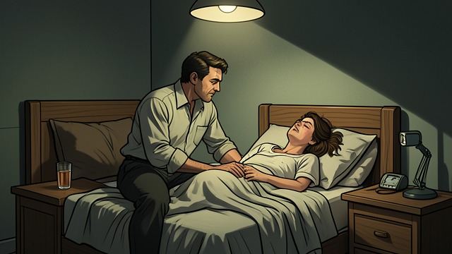 The Sudden Death from "Cry Macho". The Sudden Death A night of illness Mike sits with feverish Laurie and begins to give her aspirin again.