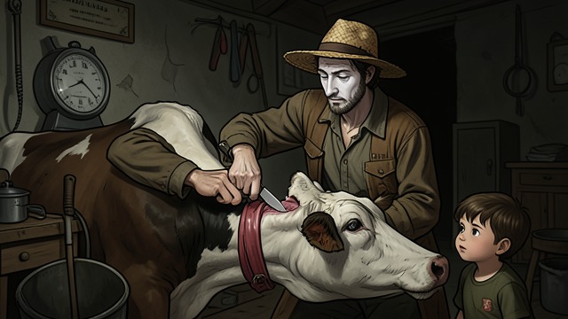 Mercy for the Cow from "Cry Macho". Mercy for the Cow A brutal necessity Mike kills Marta’s dying cow before the family burns the contaminated jacal.