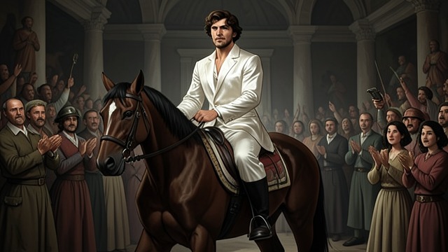 A Branded Hero from "Cry Macho". A Branded Hero Performance as identity Mike rides in white silk and cultivates an image of fearless mastery.